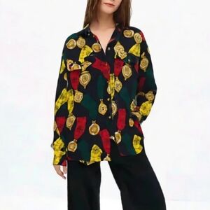 Vintage 1980s Escada by Margaretha Ley Silk Watch Print Blouse